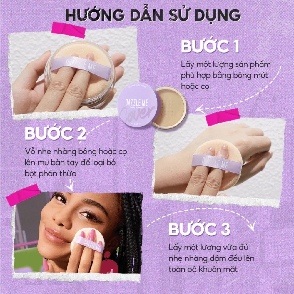 Ảnh 5 của Phấn phủ bột DAZZLE ME Loose Powder trang điểm chống nước mồ hôi kiểm soát dầu 8g