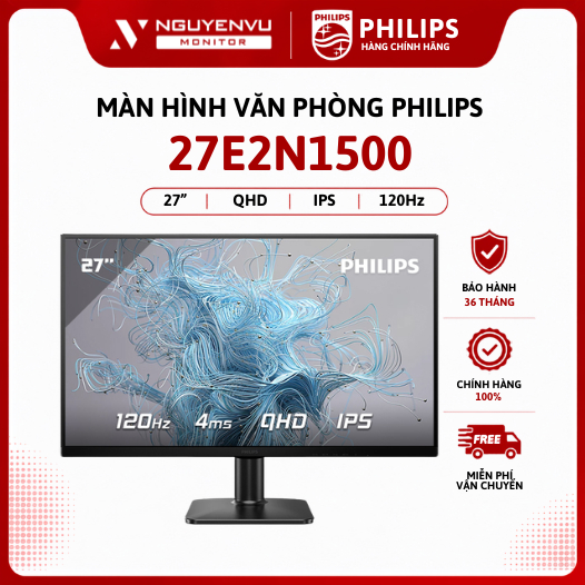 [Full Vat] Màn Hình Philips 27E2N1500/74 27 Inch 2K (QHD/IPS/120Hz/1ms) - Bảo Hành 3 Năm