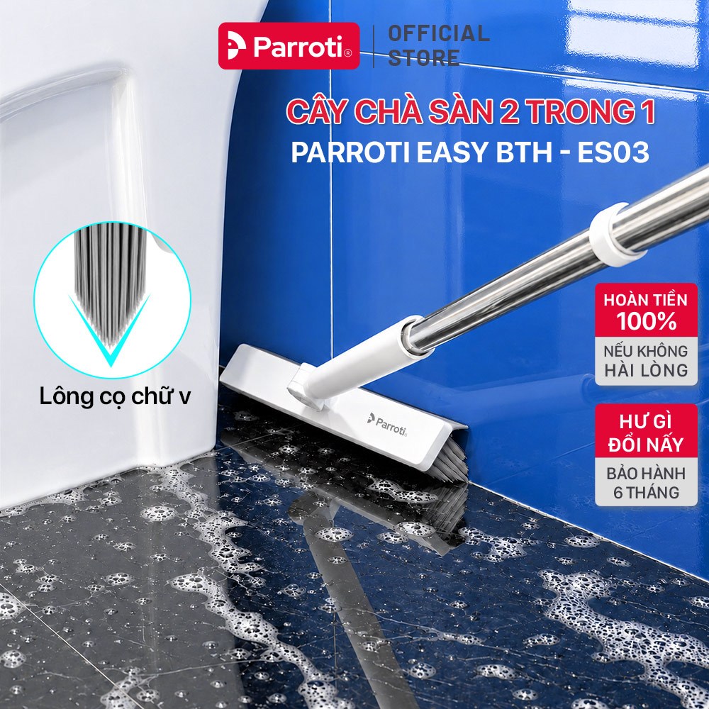 Cây chà sàn nhà tắm  gạt nước 2 trong 1 thông minh chổi cọ toilet khe hẹp khớp xoay 180 độ linh hoạt