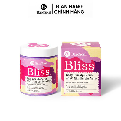 [LIVE] Muối tắm gội tím tẩy tế bào chết da đầu cho tóc tẩy nhuộm Bliss BareSoul Salt Body & Scalp Scrub 330g