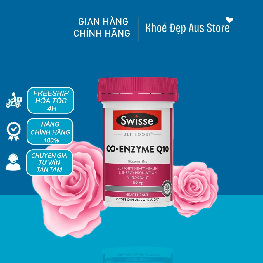 Swisse Ultiboost Co-Enzyme Q10 150mg 50 Viên – Hỗ Trợ Tim Mạch, Chống Oxy Hóa, Tăng Cường Năng Lượng