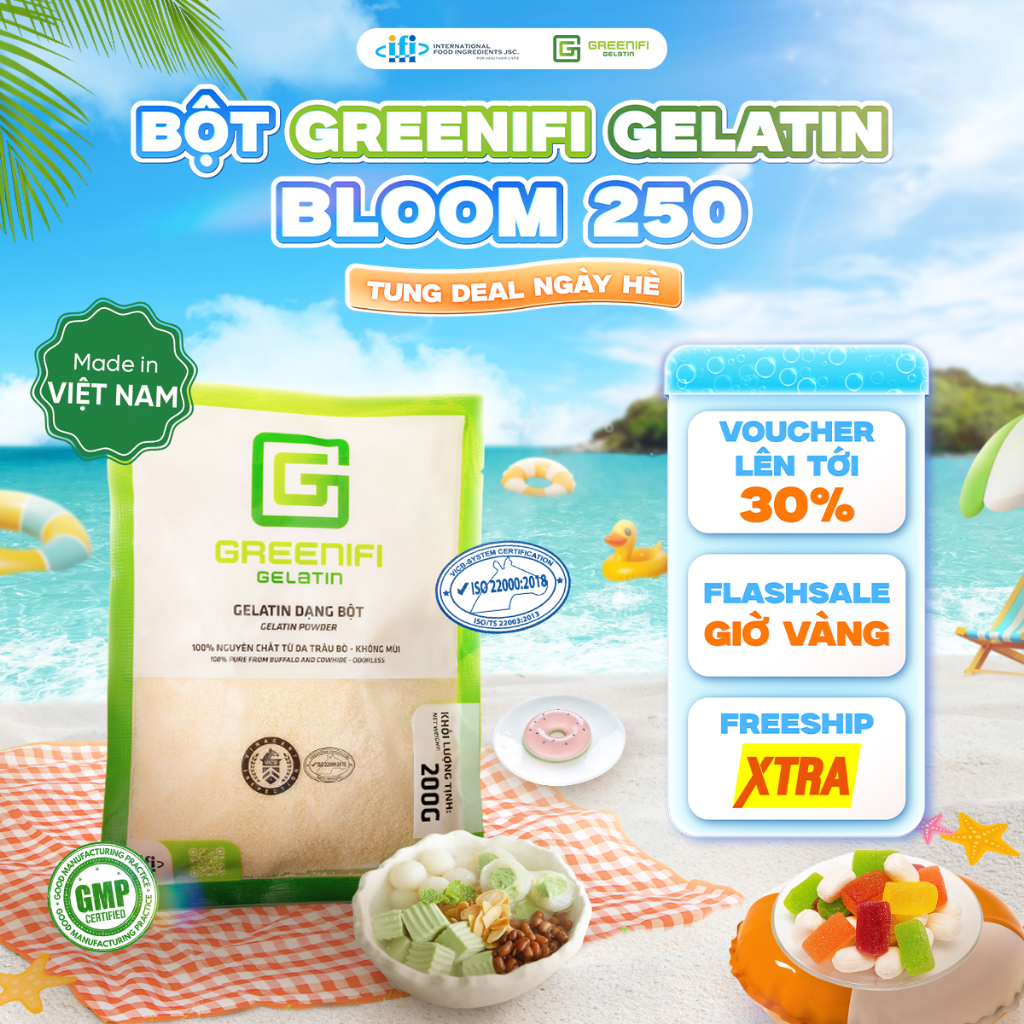 Bột Gelatin Cao Cấp Việt Nam - dùng làm Khúc bạch, bánh bao kim sa, kẹo chip chip, Mousse, Bloom 250