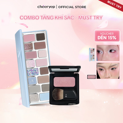 Combo Bảng Phấn Mắt Và Má Hồng Satin 3D CHEERYEP Phấn Mịn Lên Màu Chuẩn Sắc Nét Tiệp Da Tự Nhiên