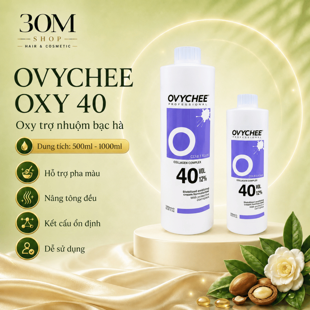 Trợ Nhuộm OVYCHEE Oxy 40 VOL 12% 1000ml | Hỗ Trợ Nâng Tông, Nhuộm Sáng Và Tẩy Tóc