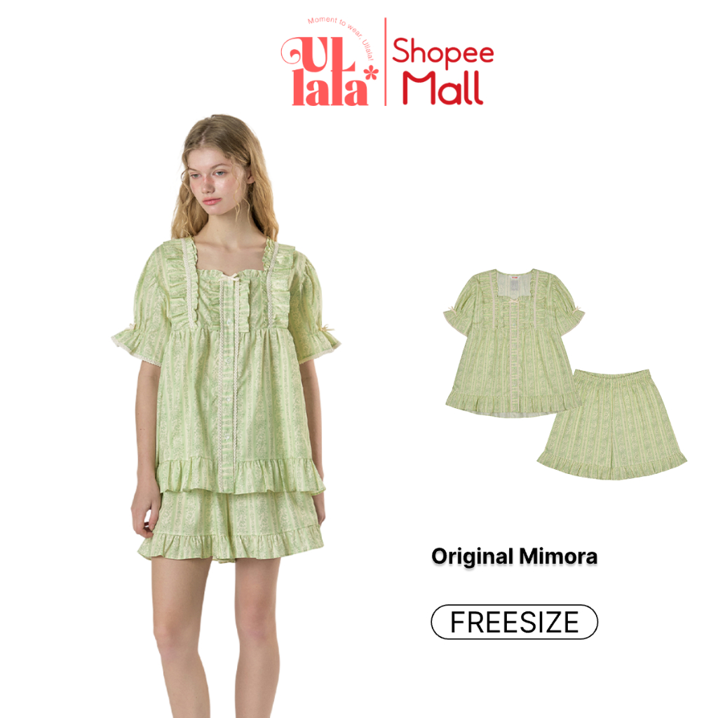 Ullala Pajamas Mimora Bộ ngủ mặc nhà nữ ngắn tay Freesize