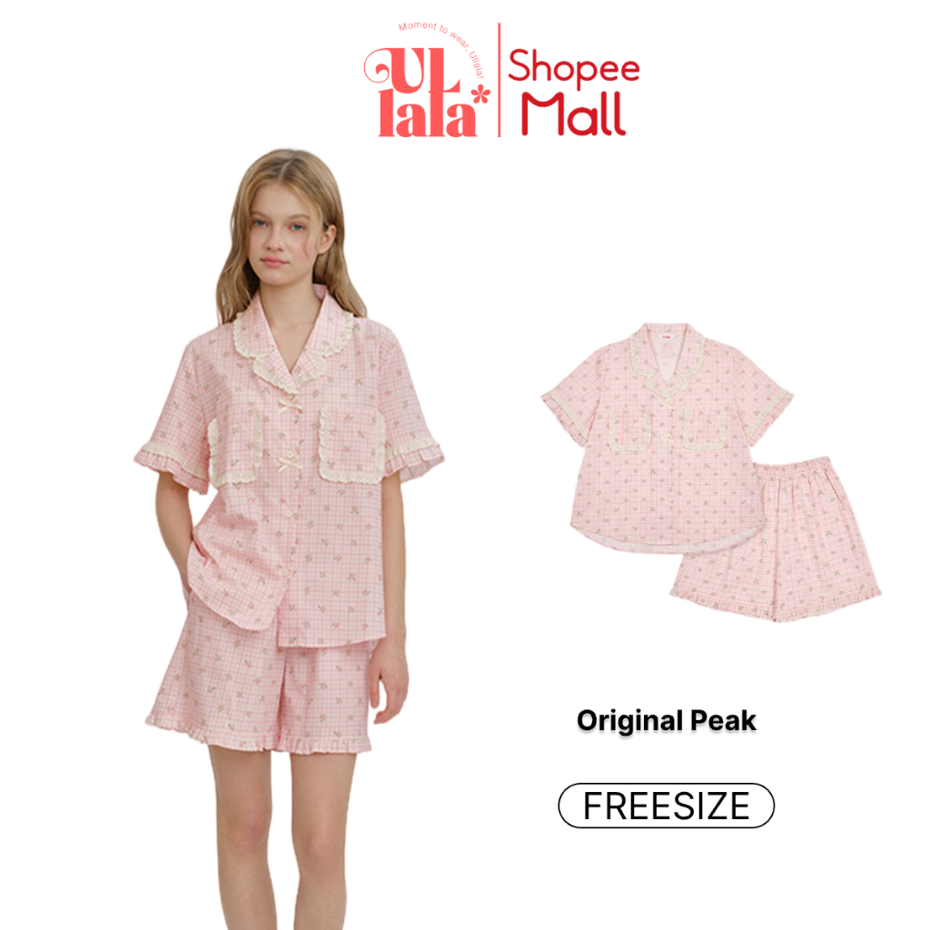 Ullala Pajamas Peak Bộ ngủ mặc nhà nữ ngắn tay Freesize