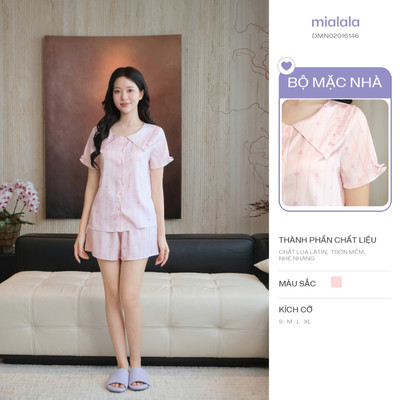 Mialala Bộ Mặc Nhà 6146 Chất Liệu Lụa Kiểu Dáng Nữ Tính Cổ Sen Đơn Vạt Tay Ngắn Quần Ngắn