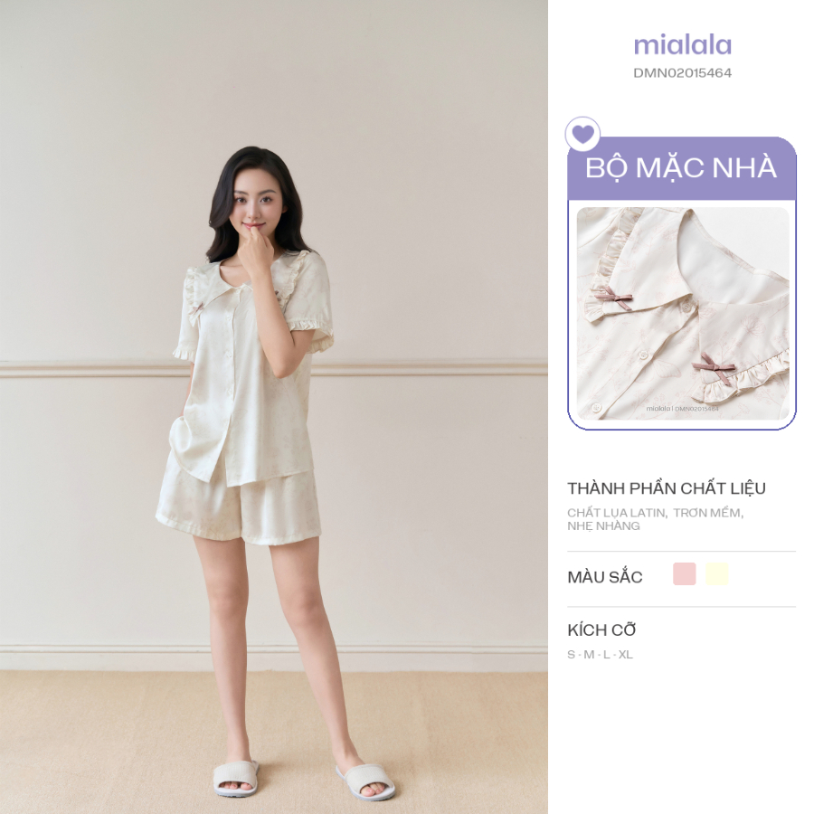 Đồ bộ mặc nhà Mialala pyjama dáng ngắn lụa latin 5464 DMN02015464