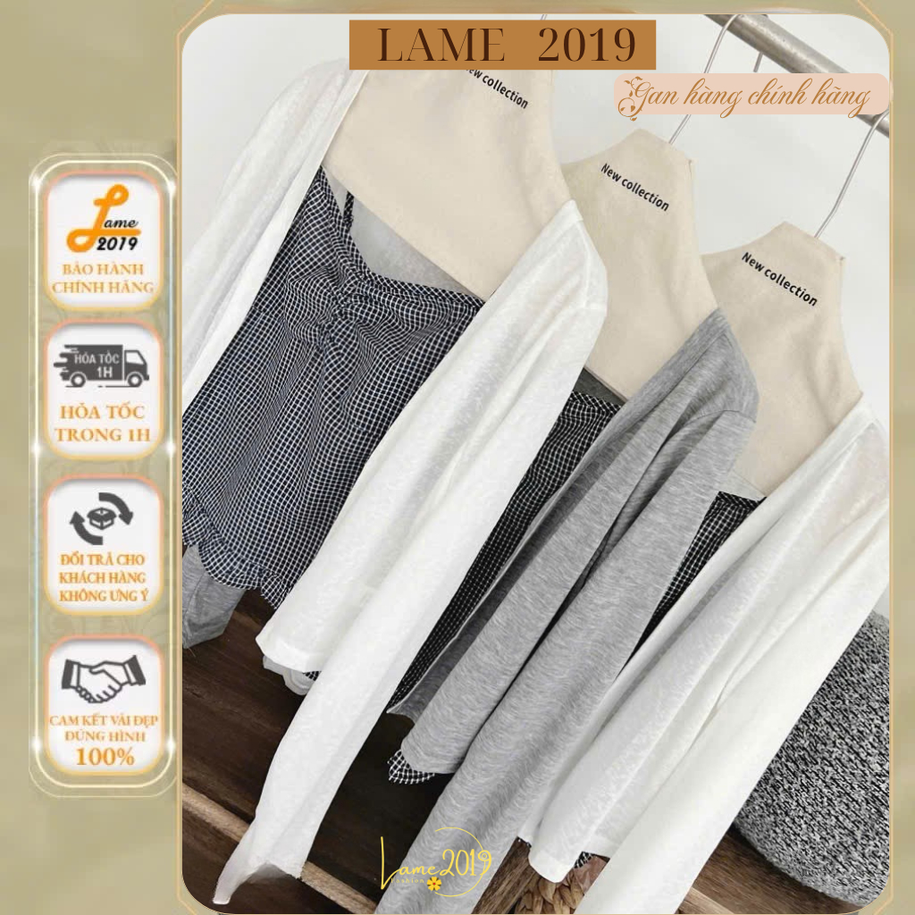 Set Áo 2 Dây Kẻ Caro Kèm Áo Khoác Cardigan Mỏng Dài Tay Phong Cách Hàn Quốc Yame19