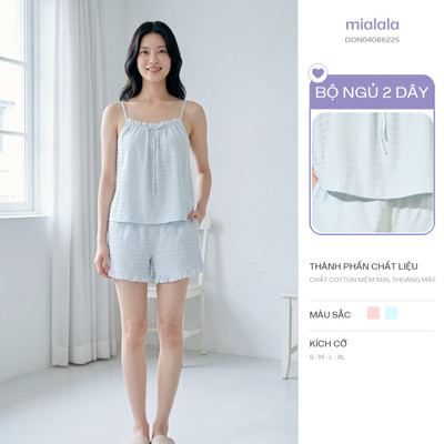 Mialala Bộ Mặc Nhà Nữ 6225 Thiết Kế 2 Dây Có Mút Ngực Quần Short  Chất Liệu Cotton Mềm Mát
