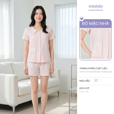Bộ Mặc Nhà Mialala 6224 Thiết Kế Cổ Đơn Vạt Chất Liệu Cotton Thoáng Mát Mềm Mịn Phù Hợp Cho Mùa Hè
