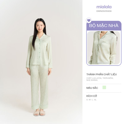 Bộ Mặc Nhà Mialala TDQD 5956 Chất Liệu Lụa Latin Mềm Mát Màu Xanh Pastel Họa Tiết Hoa Cỏ