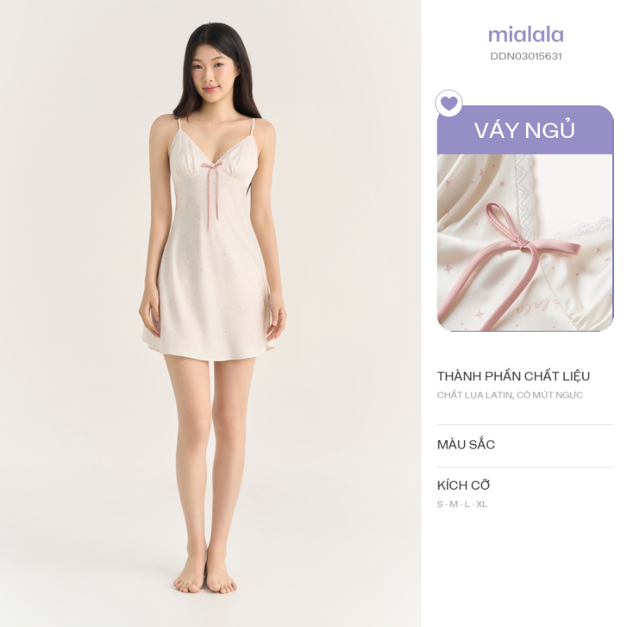 Váy ngủ 2 dây lụa latin Mialala có mút ngực 5631