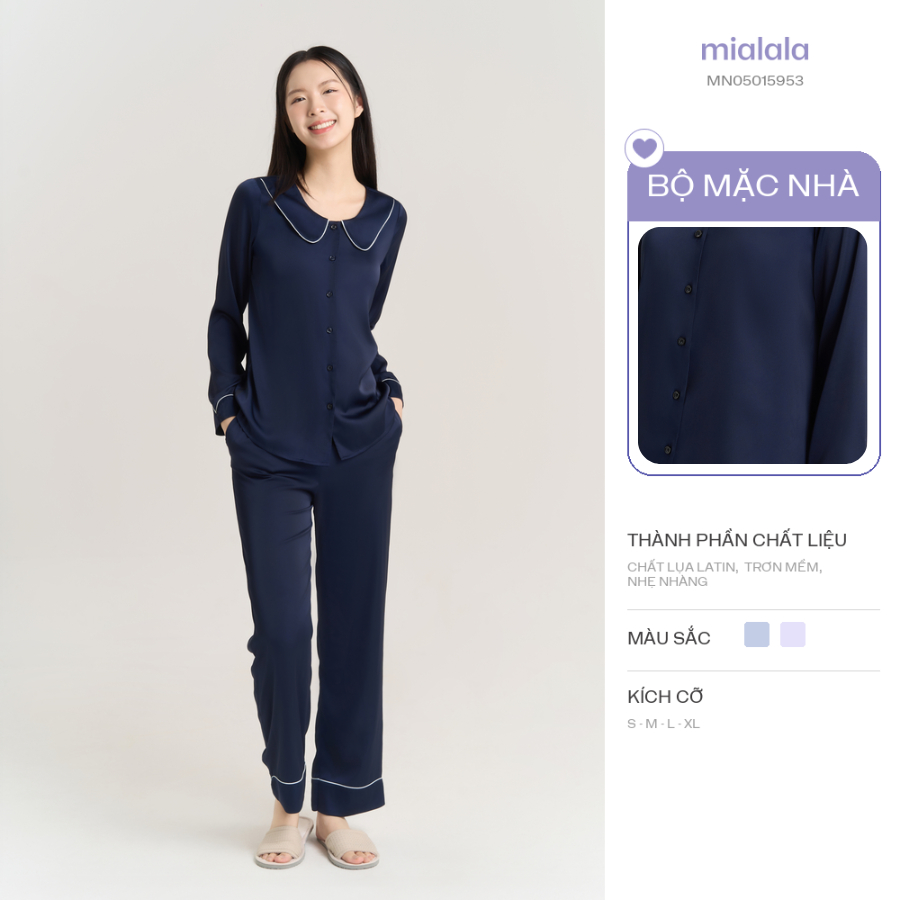 [Love Soft] Mialala Bộ Đồ Mặc Nhà Lụa Cổ Sen 5953 Chất Liệu Lụa Mềm Mịn Cổ Sen Đơn Vạt Thiết Kế Sang