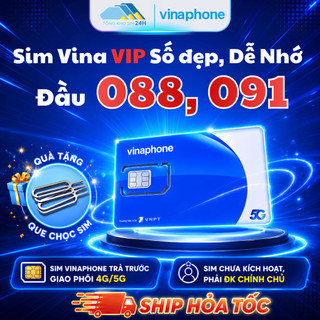 Sim Số Đẹp Đầu 088, 091 Vinaphone Dễ Nhớ, Phong Thủy Sóng 5G, Trả Trước [Phải ĐK Chính Chủ]