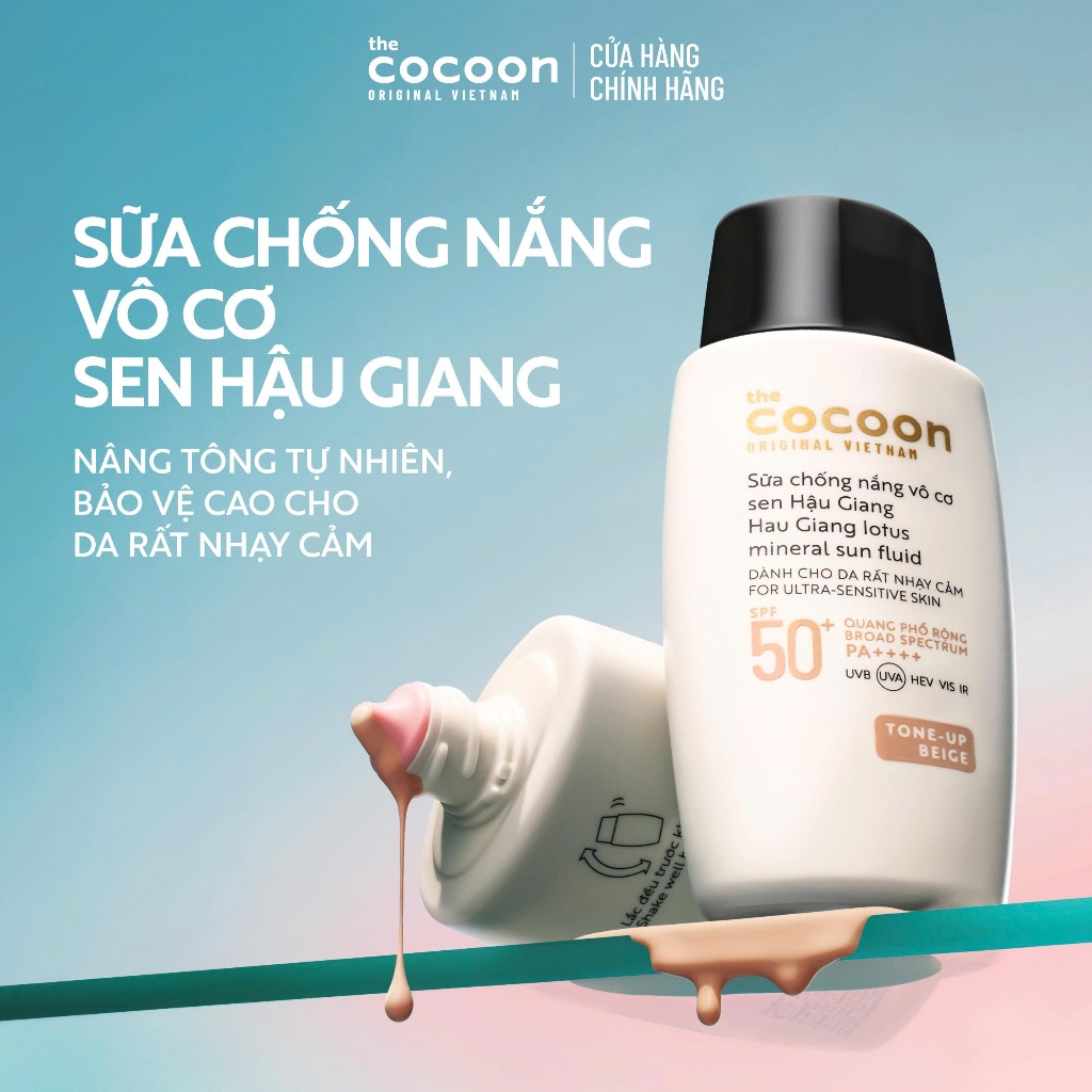 Sữa Chống Nắng Vô Cơ Sen Hậu Giang - Tone up Beige Cocoon 50ml | BigBuy360 - bigbuy360.vn