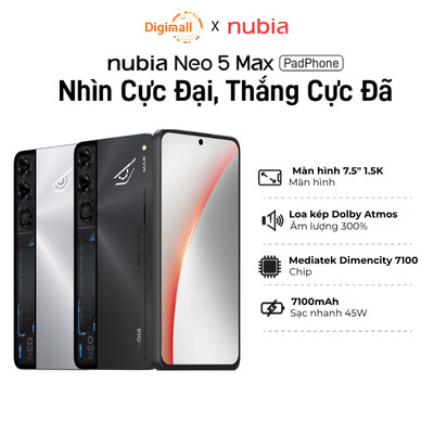 Điện thoại gaming Nubia Neo 5 Max Màn hình lớn 7.5" 1.5K Chip D7100 I Pin 7100mAh tản nhiệt đa lớp