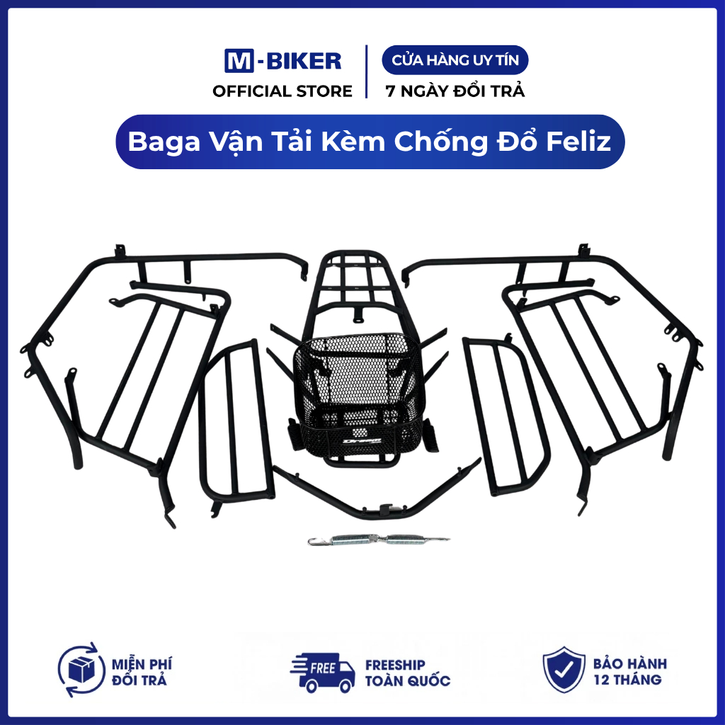 Baga Vận Tải Feliz Kèm Chống Đổ, chống đổ feliz gắn baga chở hàng | M-Biker