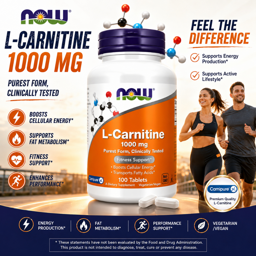 L-Carnitine 1000mg NOW 100 Tablets