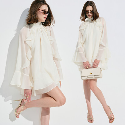 RECHIC Đầm ngắn Hestia form babydoll phối bèo nữ tính thanh lịch