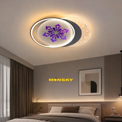 Đèn ốp trần MONSKY GUSTO 50cm kiểu dáng độc đáo trang trí nội thất sang trọng 3 màu ánh sáng