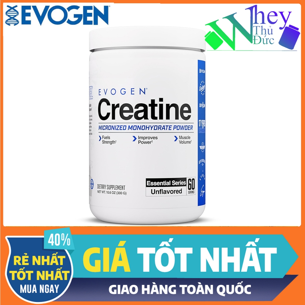 Evogen Creatine Monohydrate 300g (60 Servings) Chính Hãng - Creatine Micronized Tăng Sức Mạnh