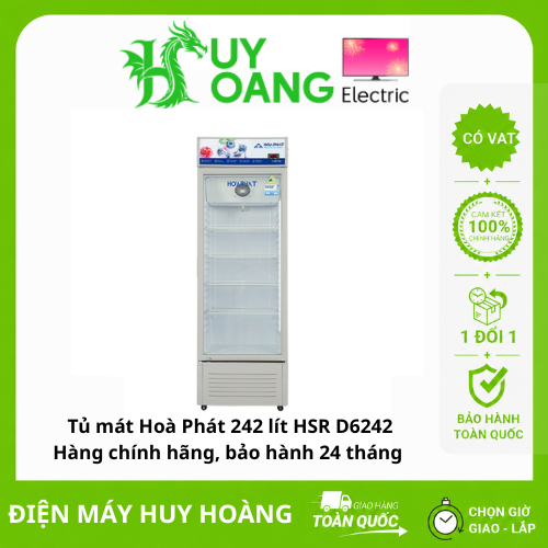 [SHIP HỎA TỐC HÀ NỘI ] Tủ mát Hoà Phát 242 lít HSR D6242 - Hàng chính hãng, bảo hành 24 tháng tận nh