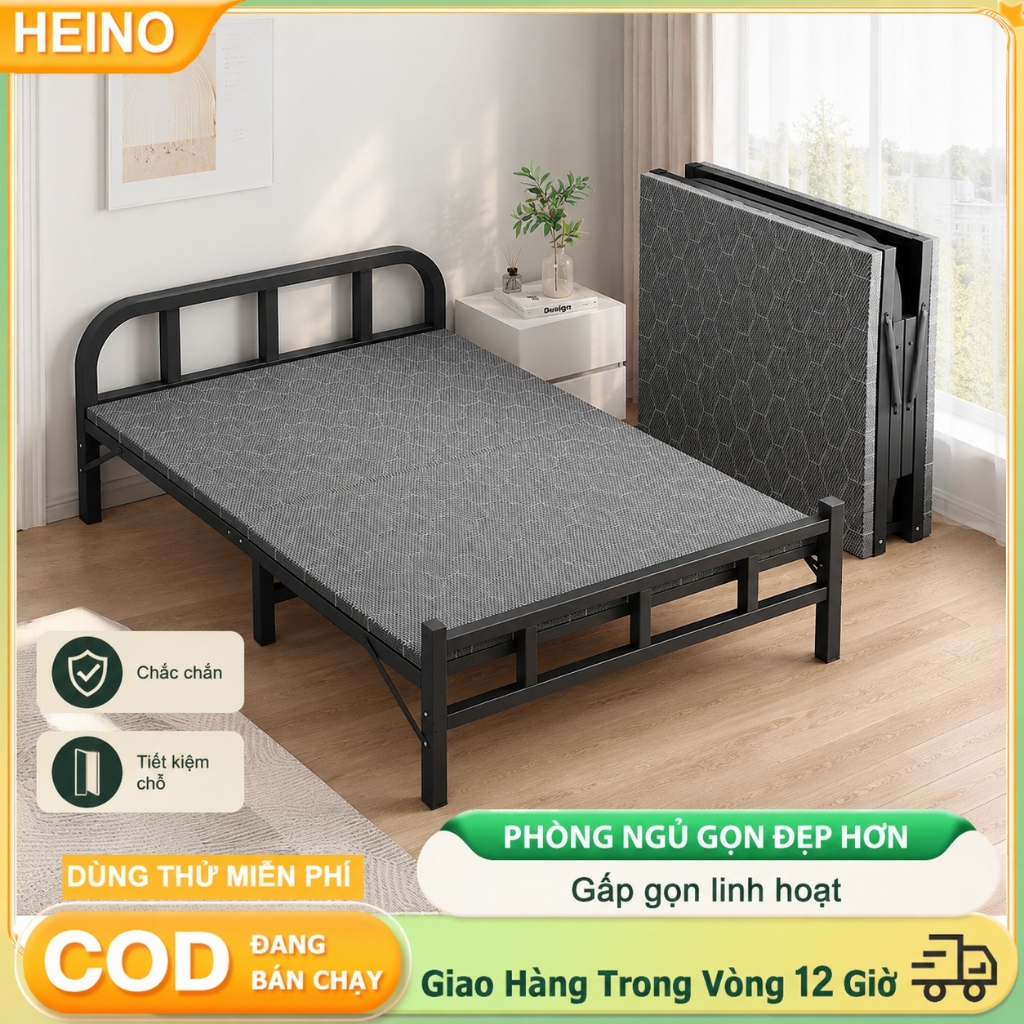 HEINO Giường Gấp Gọn Văn Phòng Khổ Lớn 1m2 Giường Xếp Mặt Đệm Êm Cho Ngủ Trưa Và Phòng Trọ