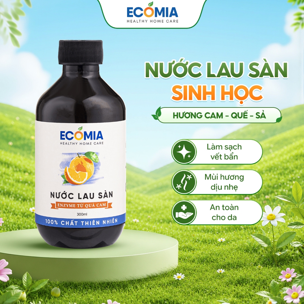 Nước Lau Sàn Sinh Học ECOMIA Làm Sạch, Đuổi Côn Trùng, Công Nghệ Enzyme Từ Quả Cam