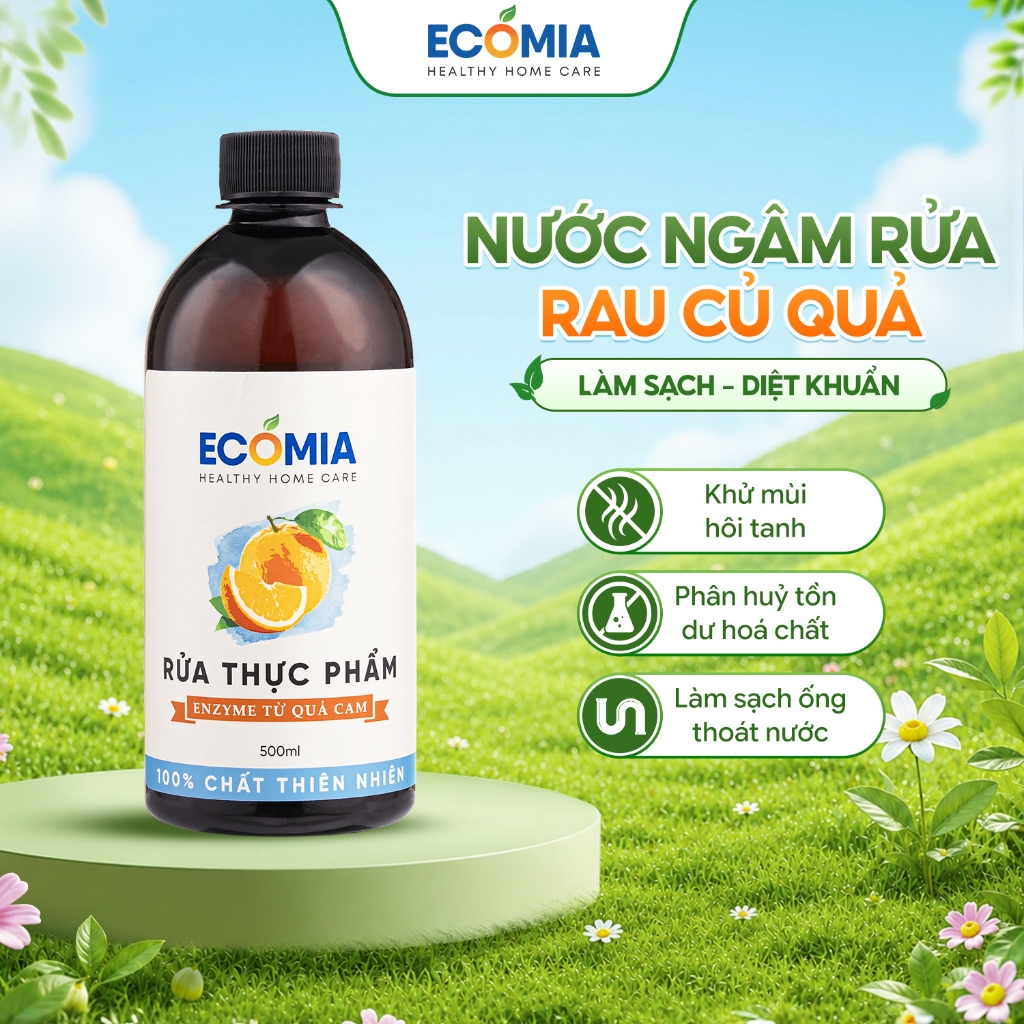 Nước Ngâm Rửa Rau Củ Quả Sinh Học ECOMIA Làm Sạch Thực Phẩm 100% Enzyme Từ Quả Cam