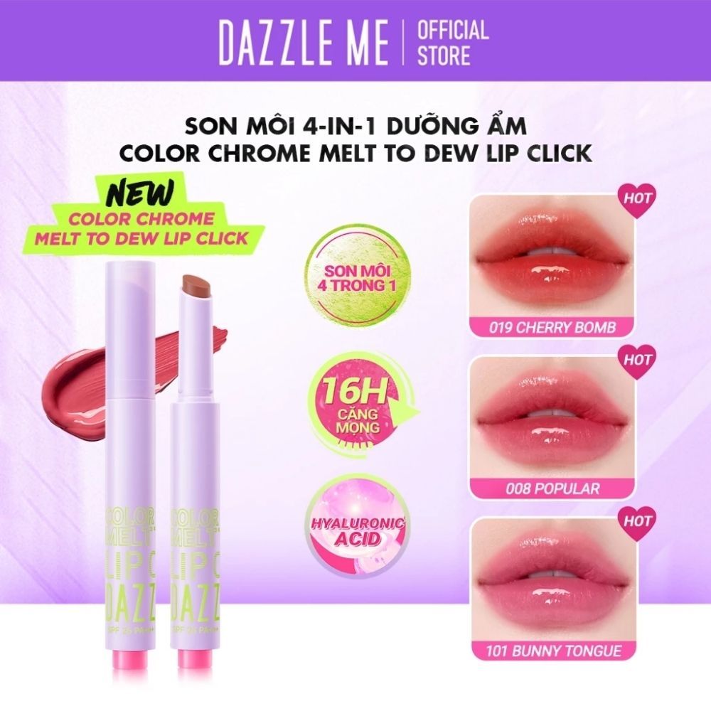 Ảnh 7 của Son kem bóng Dazzle Me Ink-Vinyl Lip Lacquer lâu trôi mịn màng kháng nước, ngọt ngào, 2.5ml