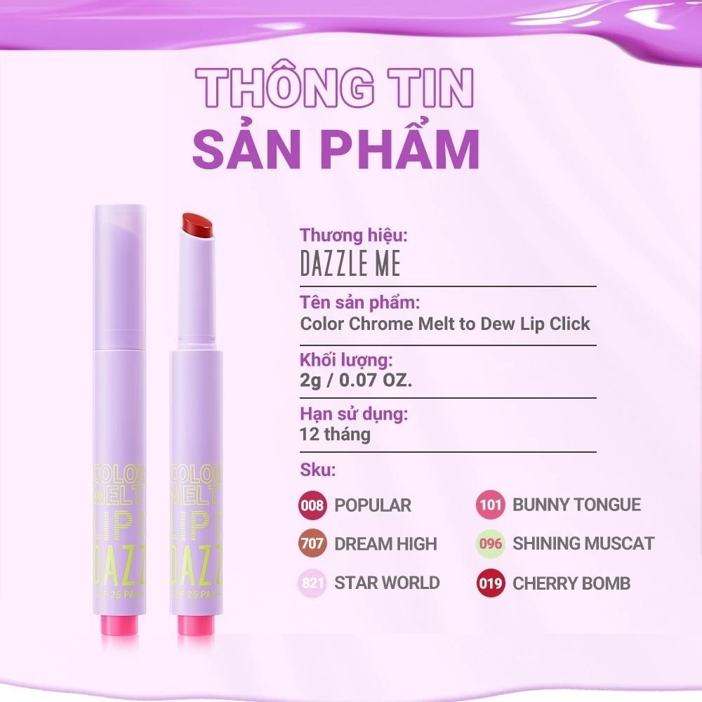 Ảnh 23 của Son kem bóng Dazzle Me Ink-Vinyl Lip Lacquer lâu trôi mịn màng kháng nước, ngọt ngào, 2.5ml