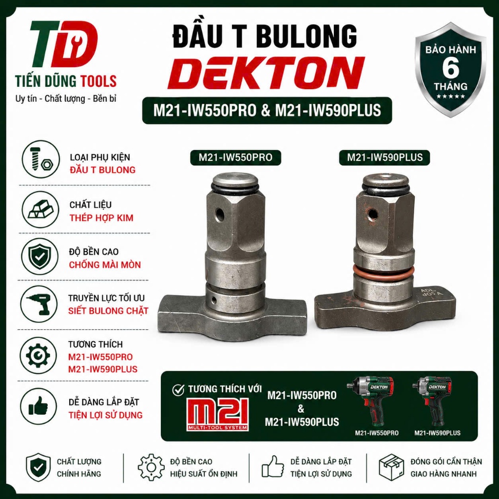 Cốt Chữ T Máy Siết Bu Lông DEKTON M21-IW550PRO Và M21-IW590PLUS Chính Hãng | Trục T 1/2 Inch