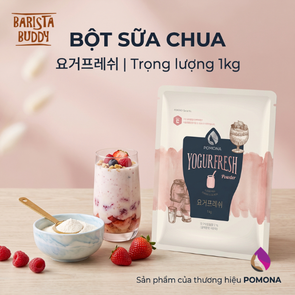 Bột Pha Chế Pomona Vị Sữa Chua Yogurt Fresh - Hàng Chính Hãng - 1kg