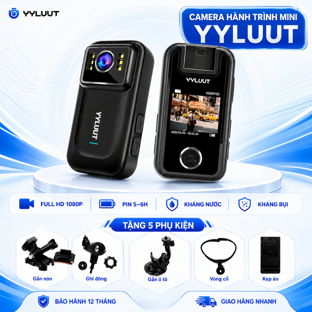Camera Hành Trình YYLUUT L9 Full HD 1080P - Camera Mini Quay Ngày/Đêm, Ghi Âm, Chống Nước IP67, Lắp 