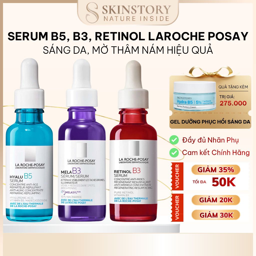 Serum dưỡng ẩm La Roche-Poasy Mela B3, B5 30ml, hỗ trợ mờ nám, phục hồi, làm mờ nếp nhăn, SkinStory 