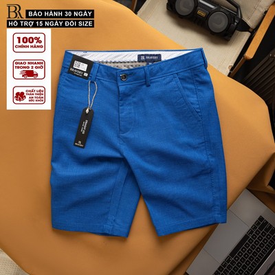 Quần short nam linen Renmy Xám Xanh, mềm mịn dày dặn ít nhăn, thoáng mát, thoải mái, sang trọng - Bravery