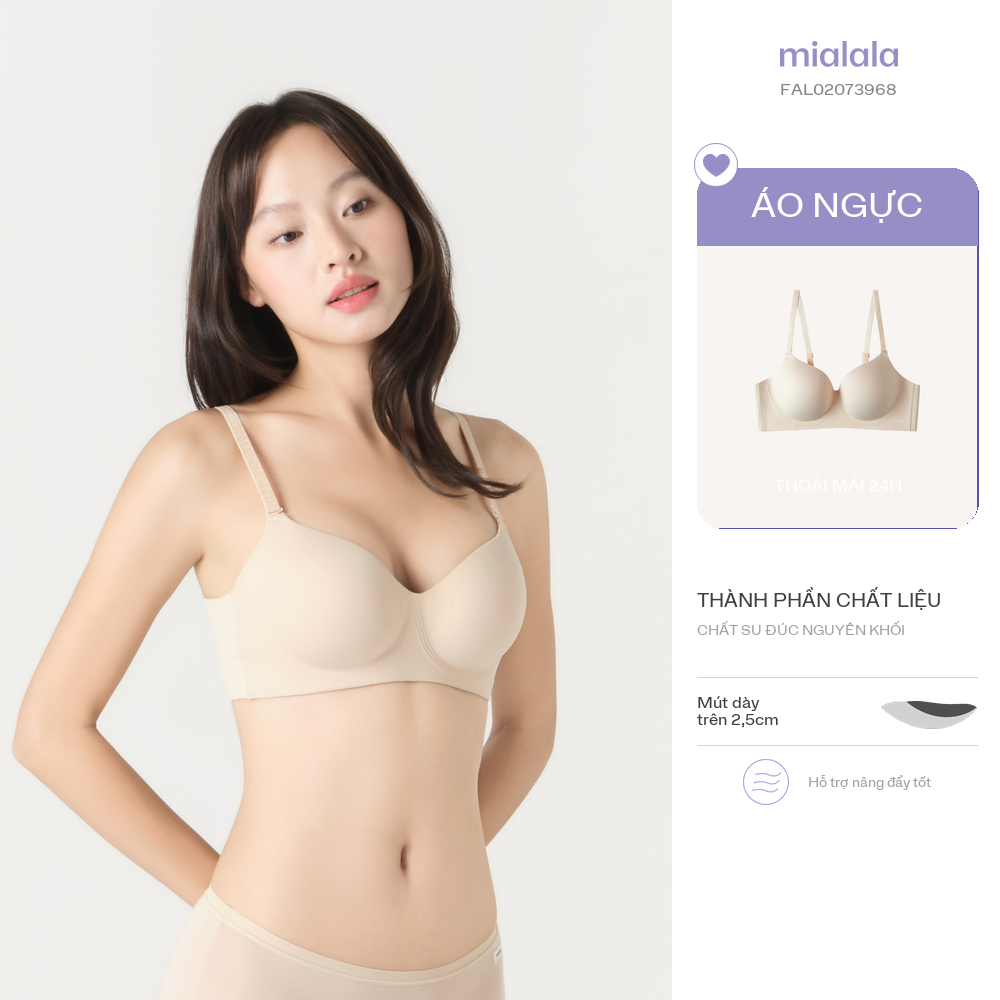 Áo ngực không gọng đệm dày 6cm siêu nâng đẩy thoải mái tàng hình Mialala 3968 FAL02073968