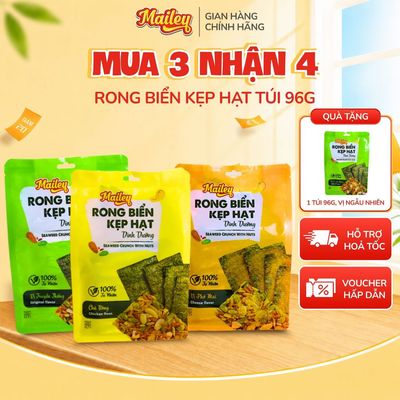 [MỚI - COMBO MUA 3 TẶNG 1] Thanh Rong Biển Kẹp Hạt Dinh Dưỡng Mix Hạt Tự Nhiên Ăn Vặt Lành Mạnh 96g | Mailey