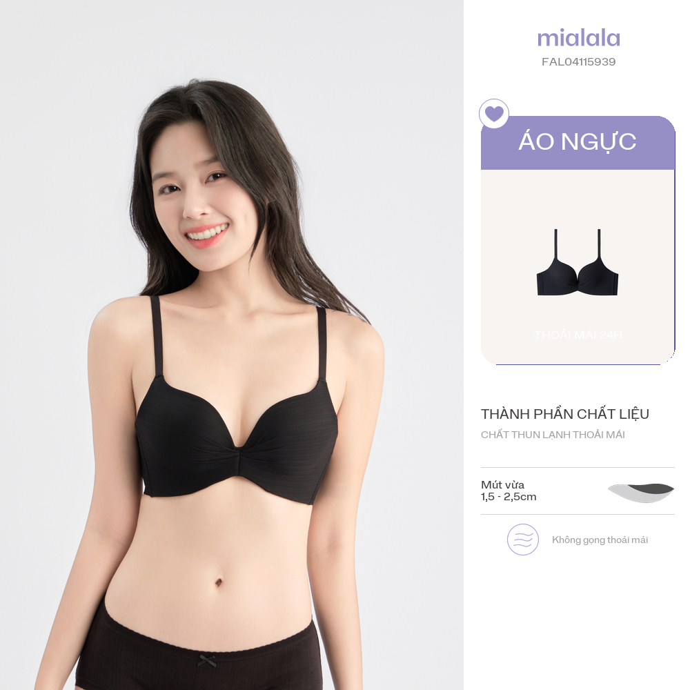 Mialala Áo Ngực Đệm Mỏng Đệm Mút 2cm 5939 Không Gọng Nâng Ngực Vừa Cúp 3/4 Thun Lạnh