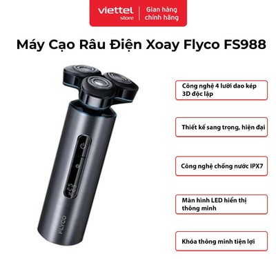 Máy Cạo Râu Điện Xoay Flyco FS988VN| Thiết Kế Hiện Đại| Công Nghệ 4 Lưỡi Dao Kép 3D| Chống Nước IPX7