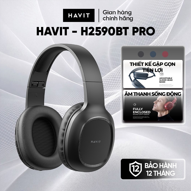Tai Nghe Chụp Tai Havit H2590BT PRO Bluetooth 5.1 (Bản nâng cấp của Havit i62) - Hàng chính hãng