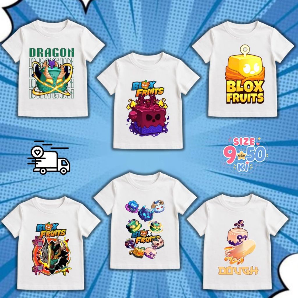 Áo Thun In hình Games Blox Fruits Shadow Dragon các trái ác quỷ cực chất cho bé đủ size