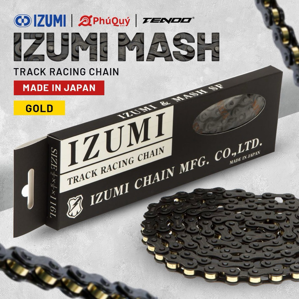 Sên Xích Izumi Jetblack MASH ĐEN - VÀNG 116L (ES410JB/MASH-G) [ CHÍNH HÃNG ] Dùng Cho Xe Đạp Fixedge