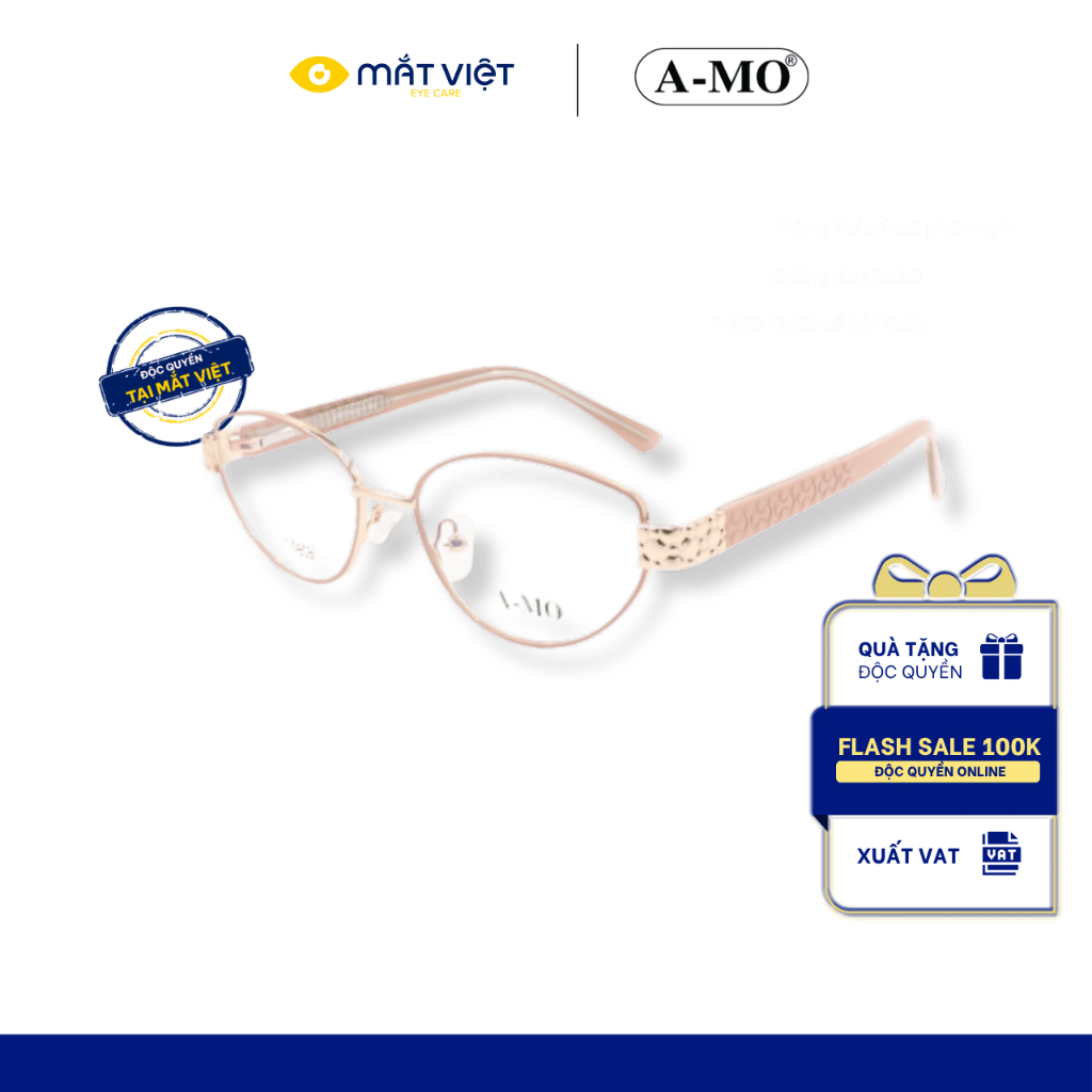 Gọng Kính Nữ A-MO AMO62900, Gọng Kính Cận, Gọng Kính Mắt Mèo Nhựa TR Cao Cấp, Mắt Kính Chính Hãng Mắ