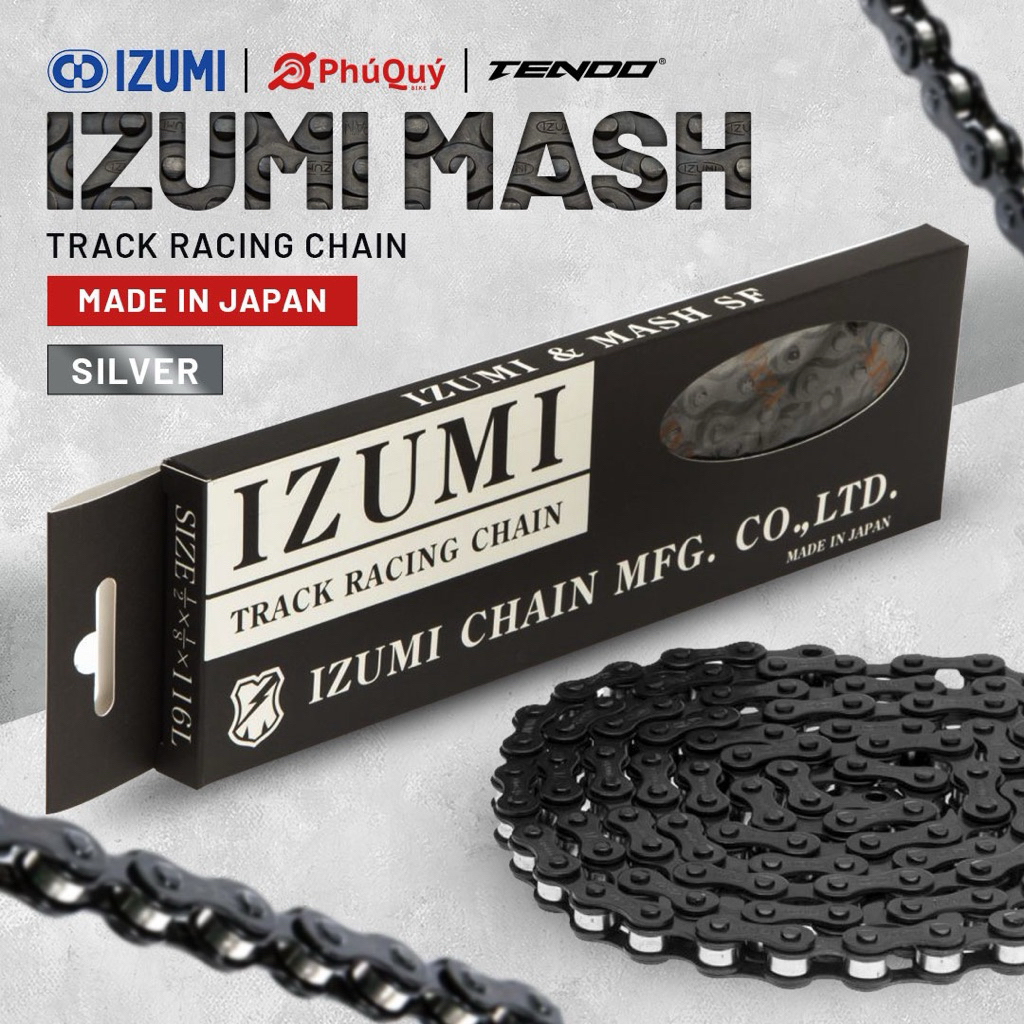 Sên Xích Izumi Jetblack MASH ĐEN - BẠC 116L (ES410JB/MASH-S) [ CHÍNH HÃNG ] Dùng Cho Xe Đạp Fixedgea