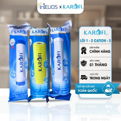 Bộ 3 Lõi Lọc Nước Karofi Chính Hãng Cho Nước Cứng - Lõi 1 Smax Duo, Cation CTO Lưới, Lõi 3 Smax Duo