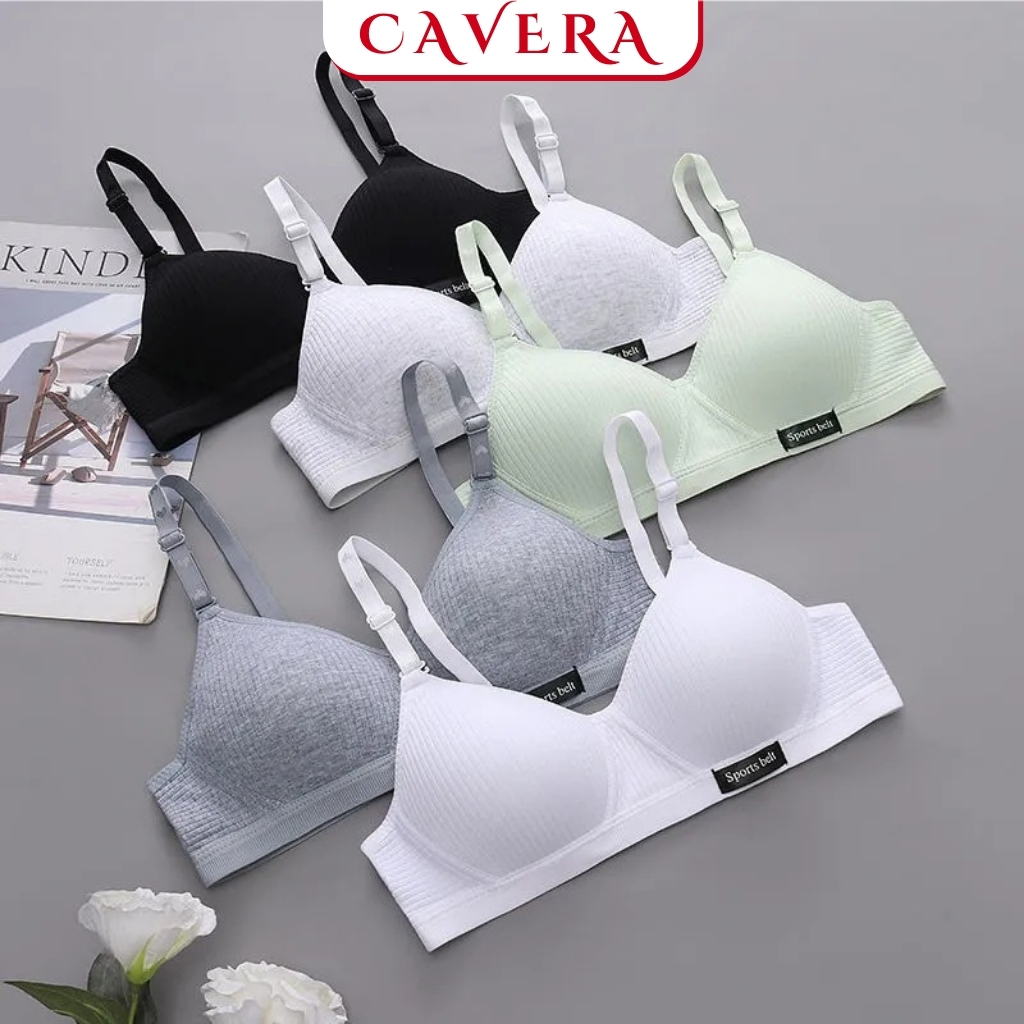 Áo ngực nữ cotton mút mỏng không gọng, Áo lót cotton thoáng mát, miếng đệm mỏng may liền thoáng CAVERA VNA554