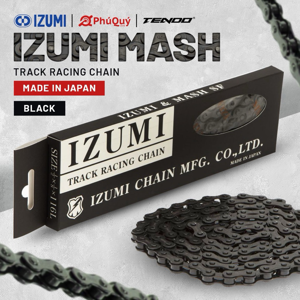 Sên Xích Izumi MASH ĐEN FULL 116L (ES410JB/MASH-B) [ CHÍNH HÃNG ] Dùng Cho Xe Đạp Fixedgear