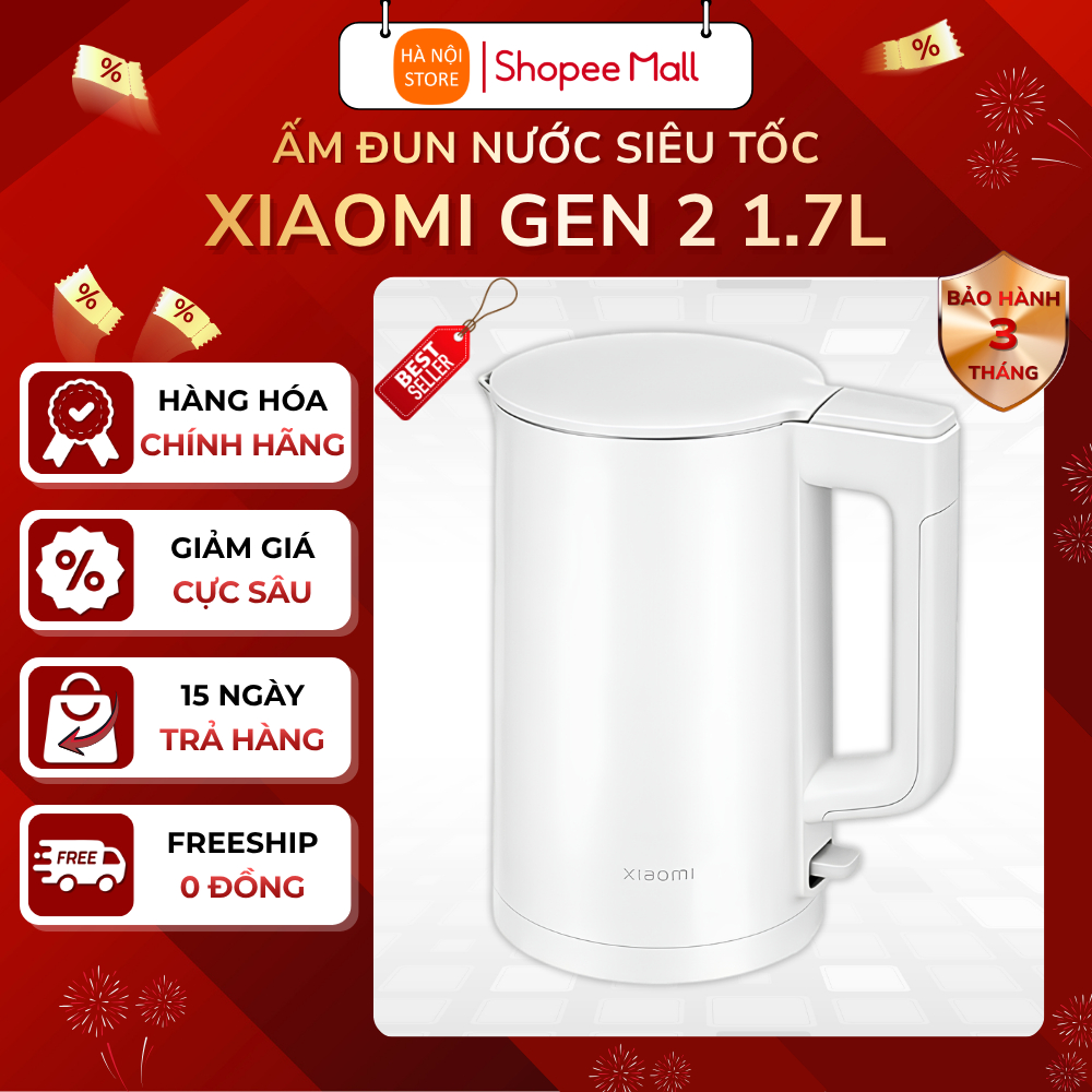 Ấm đun nước siêu tốc Xiaomi Mijia Gen 2 MJDSH04YM 1.7L công suất 1800W, Ấm Milife N6 - Bảo hành 3 th